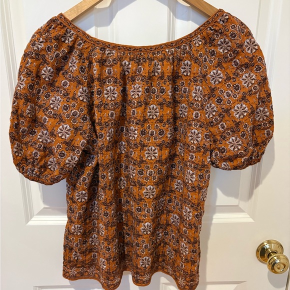 Max Studio London Boho Floral Puff-Sleeve Women's Top, Small - Picture 4 of 6